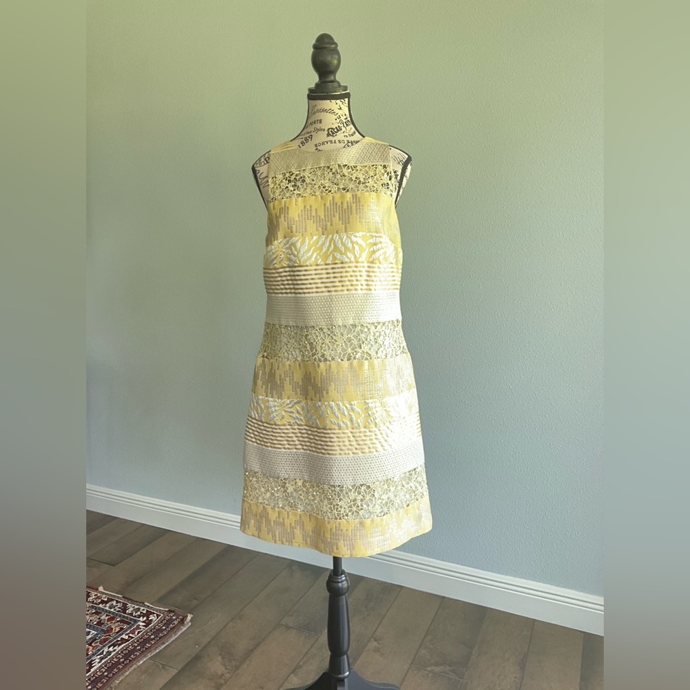 Gold / Silver Mini Dress - Intricate patterns with see through floral embroidery